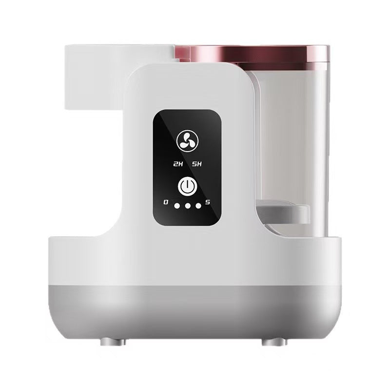 White humidifier with digital display on a white background
