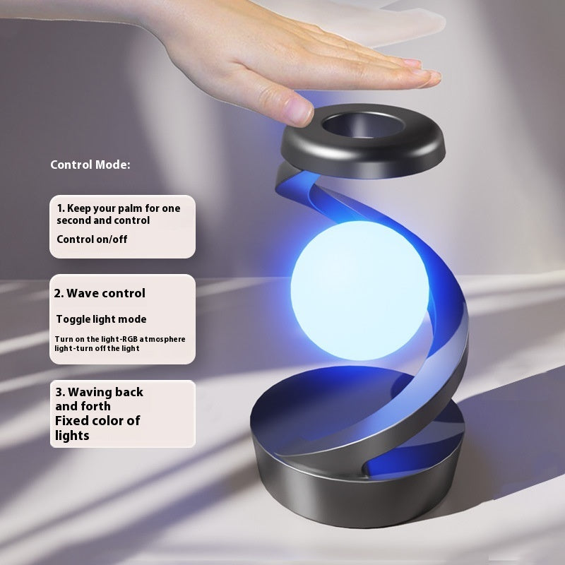 Rotating Moon Desk Lamp – Wireless Phone Charger & Touch Sensor Night Light