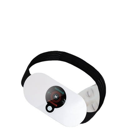 White electronic device with black strap on a white background