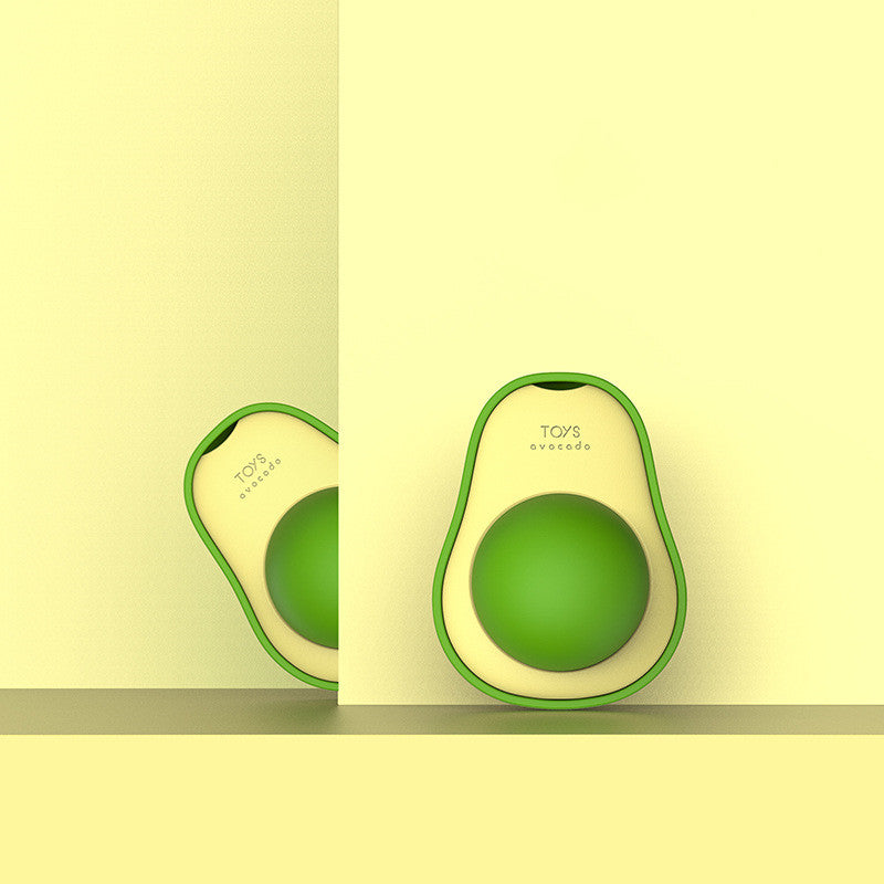 Avocado-shaped toy with a split design on a light yellow background