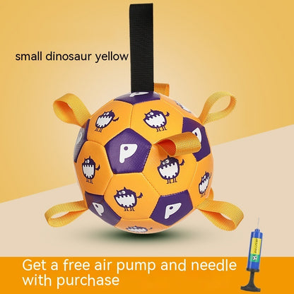 Yellow and purple ball with cartoon characters on a yellow background