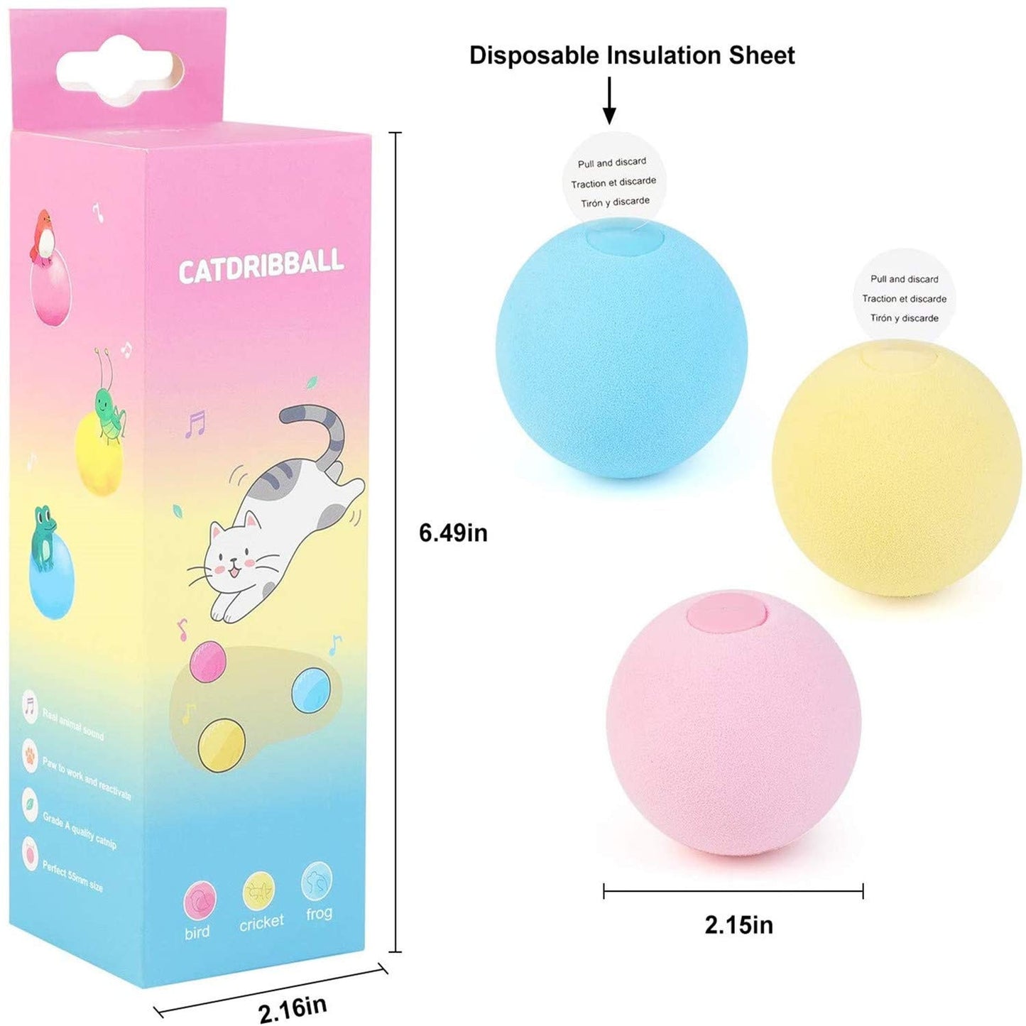 3 Pcs Simulation Sound Cat Ball Toys